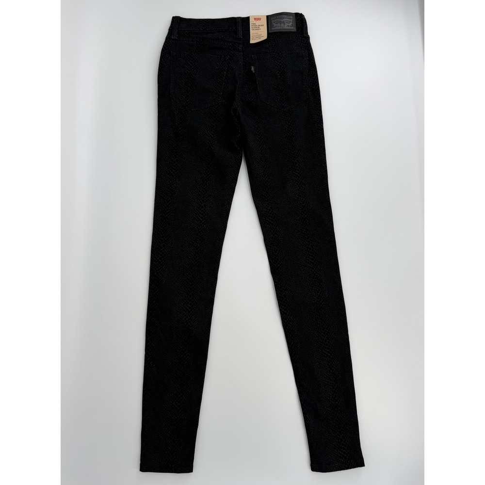 Levi's 720 High-Rise Super Skinny Jeans Womens 24 Black NWT Snakeskin Print - Picture 4 of 13